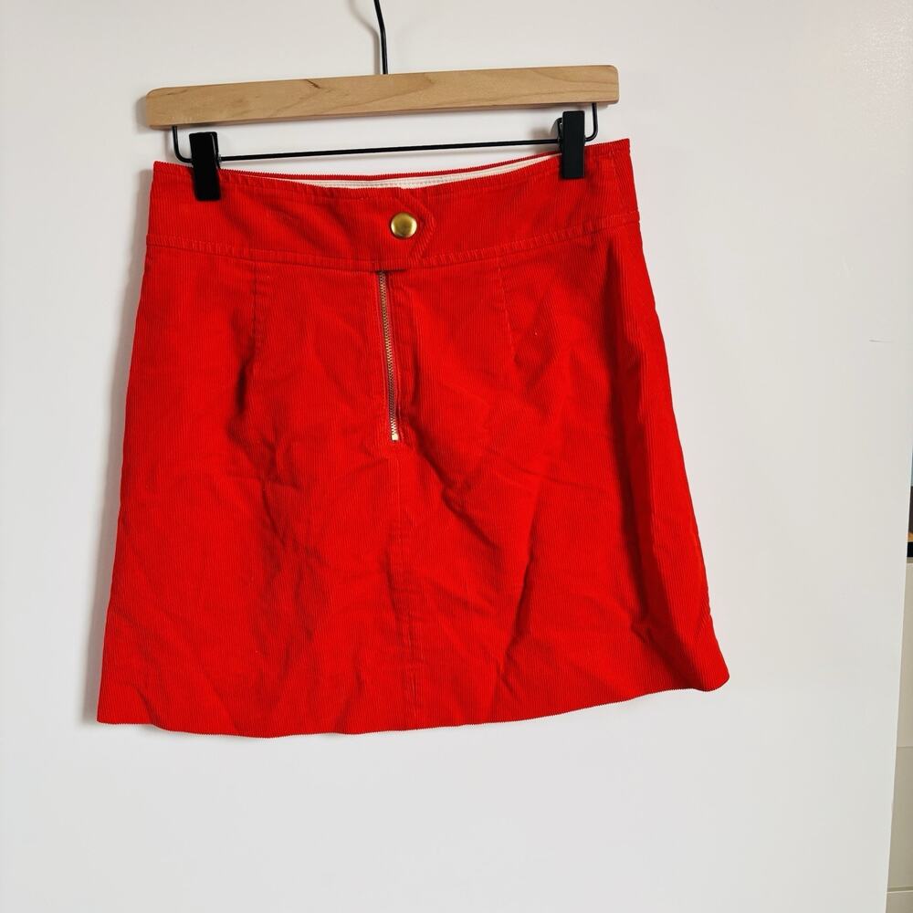 Womens J.crew Corduroy Mini Skirt Fiery Sunset (Lava‎ Red) Size 2 $86